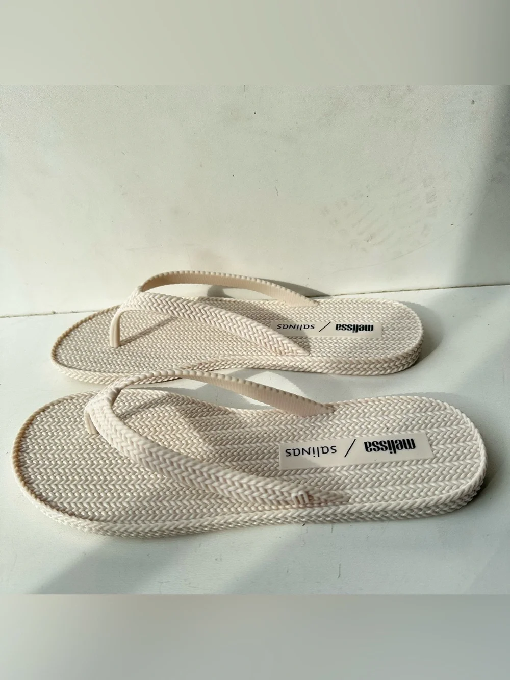 Melissa Cream Woven Thong Sandals